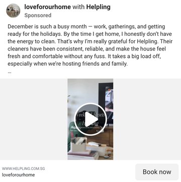Helpling creator ad with loveforourhome